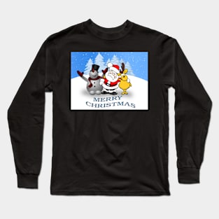 Merry Christmas Santa & Reindeer Long Sleeve T-Shirt